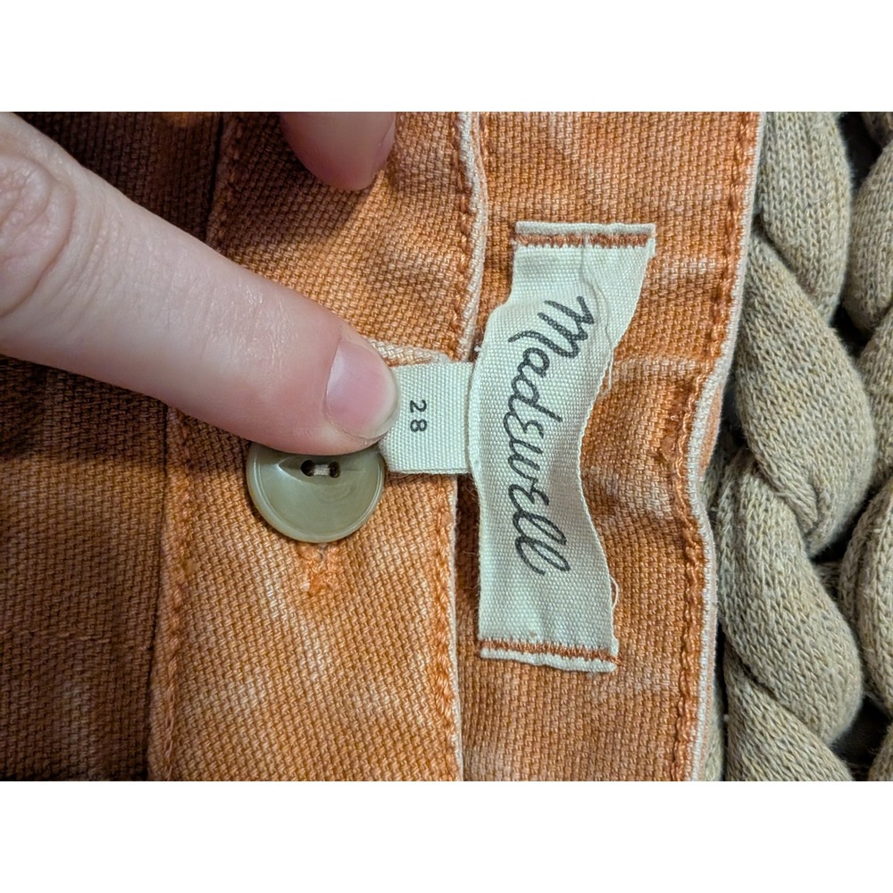 Madewell High Rise Wide Leg Cropped Pants Orange Sunset Size 28 Utility Trousers